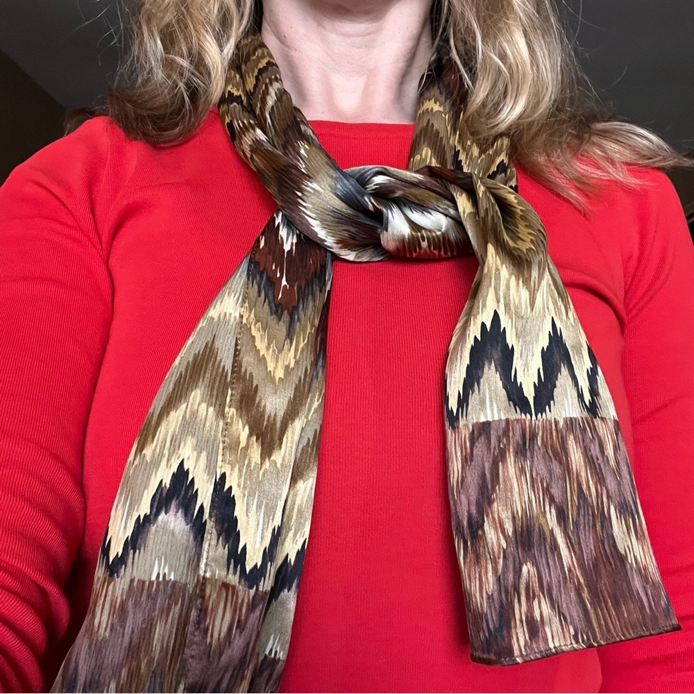 Echo Vintage Zigzag Chevron Scarf – Autumn Tones – Long Rectangle